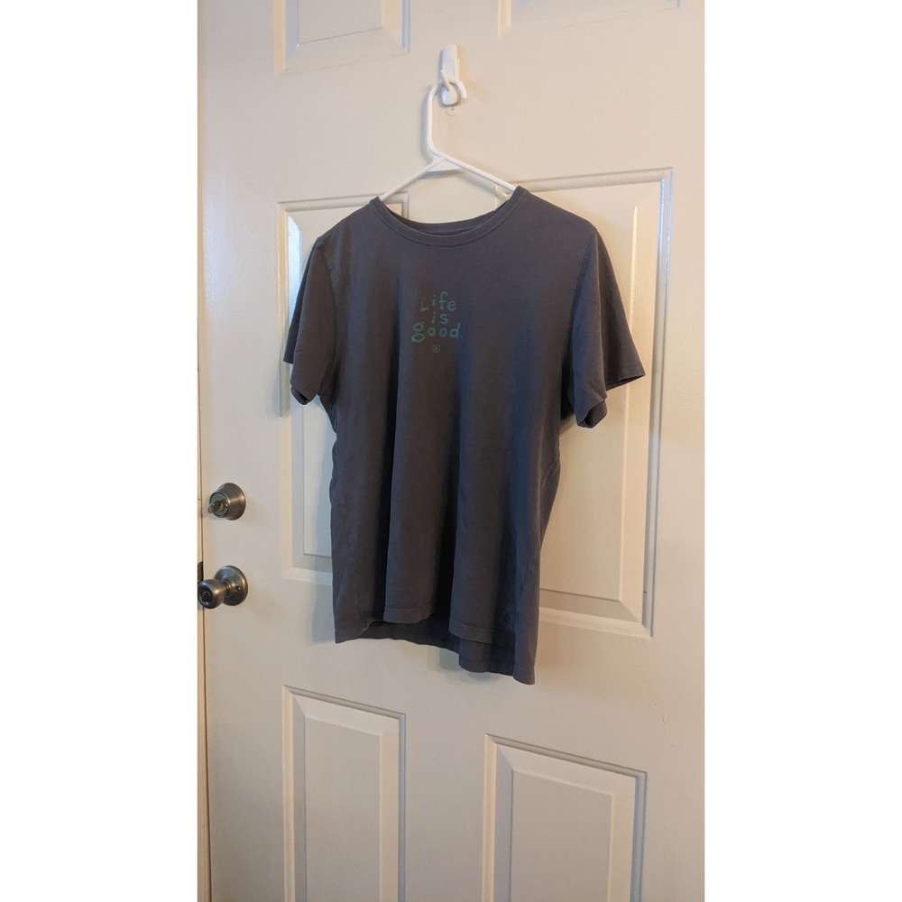 Life is Good Logo Grey and Blue Tshirt Medium, Short Sleeve